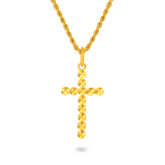 22K Gold Modern Faceted Cross Pendant